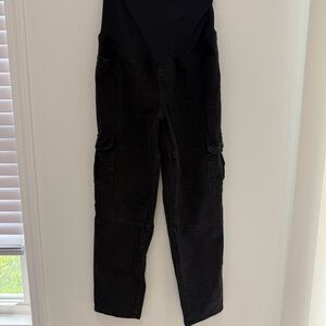 Maternity black cargo jeans